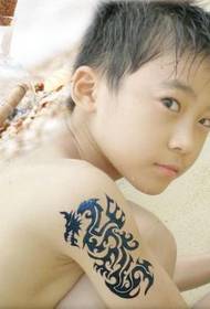Little boy shoulder black and white tattoo picture picture