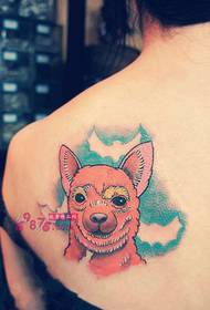 Cute color dog shoulder tattoo picture