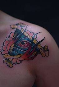 Creative triangle eye shoulder tattoo picture