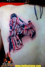 Reddish-brown shoulder wings tattoo pattern