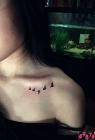 मुलगी खांदा सुंदर पक्षी उडणारी टॅटू चित्र