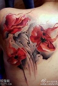 Ink elegant poppy tattoo pattern