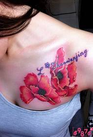 Beauty shoulder poppy flower tattoo picture
