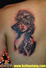 Illustration classical curly beauty tattoo pattern