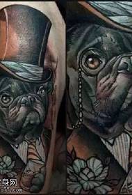 Pola tato anjing sing nganggo topi