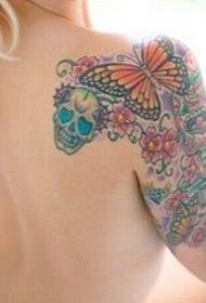 Bellezza spalla farfalla è fiore fiore vigore tatuaggio stampa