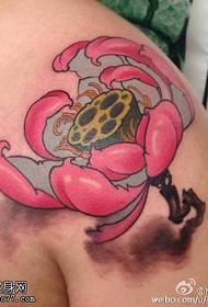 Shoulder red lotus tattoo pattern