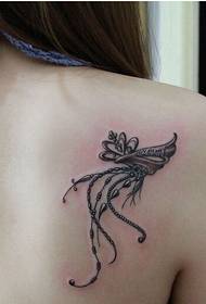 Fashion girl shoulders nice look sling tattoo pattern picture