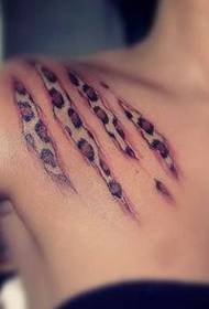 Female shoulder leopard tattoo image