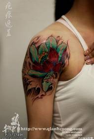 Colored beautiful lotus tattoo pattern