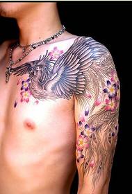 Personality Fashion Male Shawl Phoenix Sakura Tattoo Pattern Picture