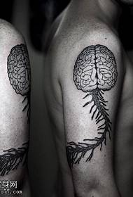Stinging black and gray brain tattoo pattern