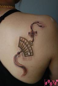 Creative 3D small abacus shoulder tattoo picture