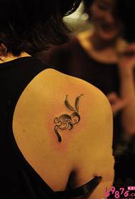 Back shoulder cute spades bunny tattoo picture