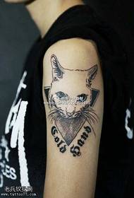 Patrón de tatuaxe de gato lindo