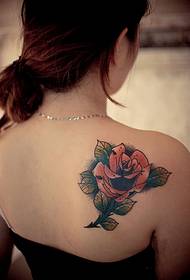 Beauty fragrant shoulder rose fashion tattoo pattern picture