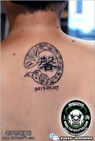 Traditional snake play Chinese character tattoo pattern