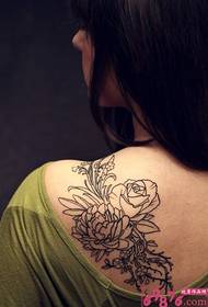 Back shoulder beautiful flowers tattoo pictures