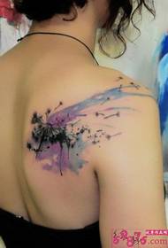 Színes pitypang váll tetoválás kép