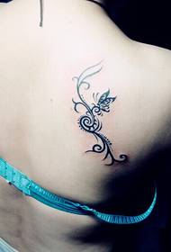 Picture of a tattoo on a girl's shoulder blade
