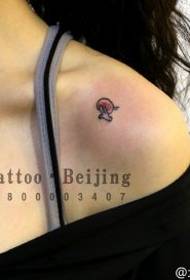 Small mushroom tattoo pattern on the shoulder