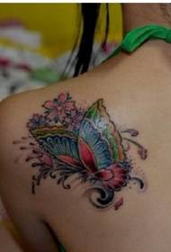 Fashion beauty back shoulder butterfly tattoo pattern picture