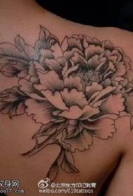 Modèle de tatouage de fleur de pivoine gris noir classique