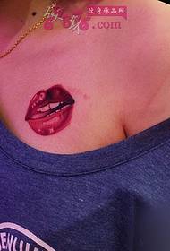 Sexy red lips shoulder tattoo pictures