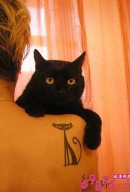 Beauty shoulder black cat tattoo picture