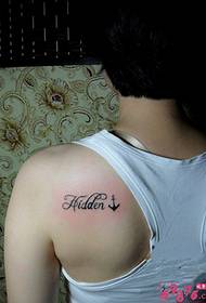 Small fresh shoulders English alphabet tattoo pictures