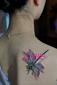 小清新蜻蜓時尚紋身圖片