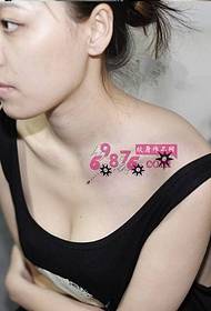Little beauty clavicle snowflake fashion tattoo picture