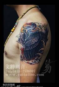 Classic black swan koi tattoo pattern