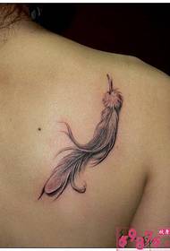 Back shoulder feather tattoo picture