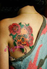 Creative skull and rose shoulder tattoo picture