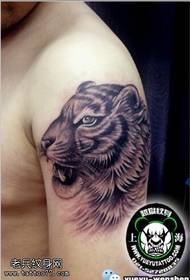 Modello di tatuaggio testa di tigre spalla