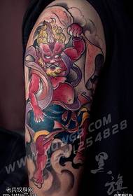 Shoulder painted wind god tattoo pattern