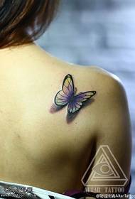 Shoulder painted 3D butterfly tattoo pattern
