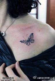 Shoulder sting monochrome butterfly tattoo pattern