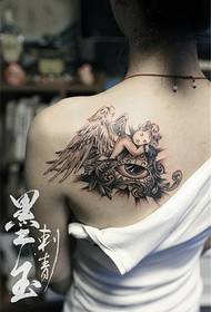 Shoulder angel god eye tattoo pattern