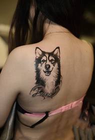 Creative dog portrait shoulder tattoo picture