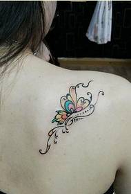 Female shoulders fashion reform forecast color butterfly tattoo pattern picture