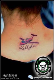 Bonic patró de tatuatge de petit avió de colors
