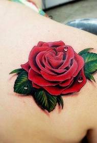 Spalla affascinante tatuaggio rosa con espressione di amore