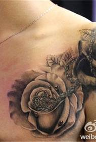 Shoulder rose tattoo pattern