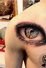 Fashion boys shoulders alternative big eyes tattoo renderings pictures