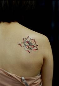 Girl's shoulders are simple and beautiful looking lotus tattoo pictures