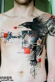 Čovjek napola mali uzorak tetovaže orla s tintom