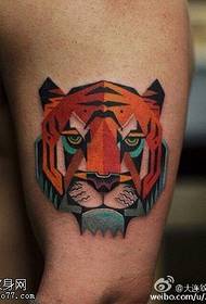 Geometric line painted tiger tattoo pattern