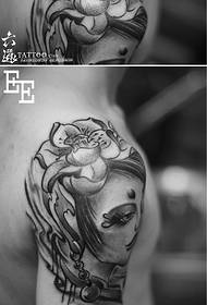 Soft beautiful lotus flower tattoo pattern